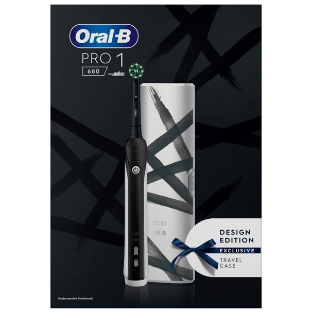 Oral-B CrossAction PRO 1 680 Electric Toothbrush with Design Edition Case, Black