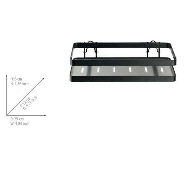 Wenko Spice Rack, Metal, Black, 25 x 5,5 x 12 cm