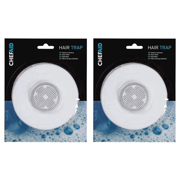 Chef Aid Sink Hair Trap Clogged Drain for Bathroom and Kitchen White (Pack of 2)