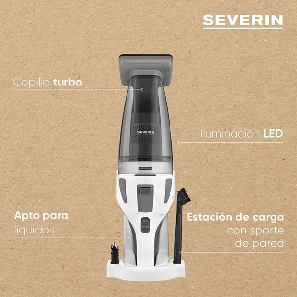 Severin HV 7146 Cordless Handheld Vacuum Cleaner, Grey/White/Red