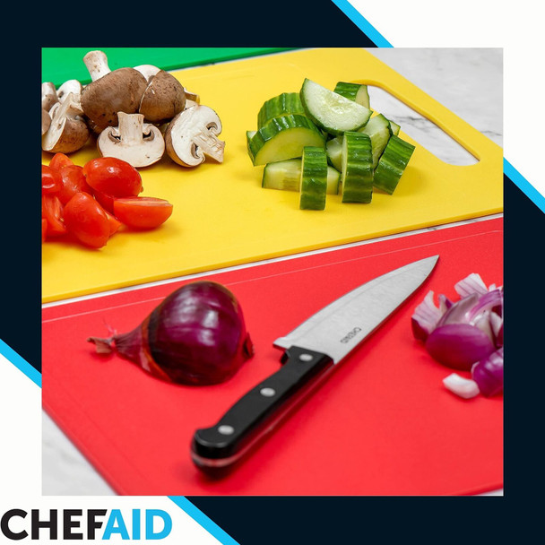 Chef Aid Large White Poly Chopping Board, multipurpose anti-slip surface, easy clean and dishwasher safe with handle, 40 x 30cm, Other colour options available.