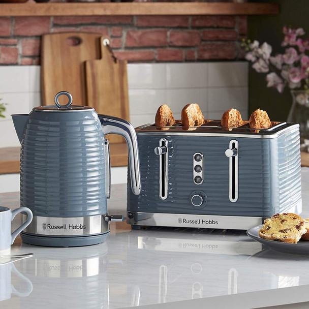 Russell Hobbs 24383 Grey Inspire 4 Slice Toaster, Wide Slot with Lift and Loo...