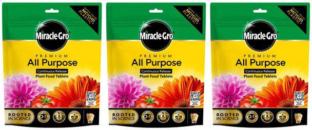 3 x MiracleGro Premium All Purpose Continuous Release Plant Food Tablets 25 Pack