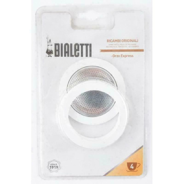 Bialetti Orzo Express 3 Gaskets & 1 Filter - Spare - Replacement Parts - 4 Cups
