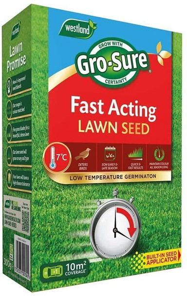 Gro-Sure Fast Acting Lawn Seed, 10 m2, 300 g, Blue,Green