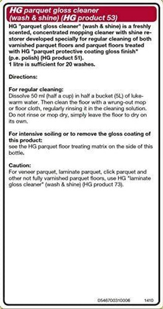 HG Parquet Floor Cleaner Concentrated Shine Restorer Gloss 1 Litre
