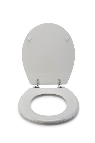 Croydex WL600722H Flexi-Fix Como Always Fits Never Slips Anti Bacterial Toilet Seat, Wood, White, 43 x 36.5 x 6 cm