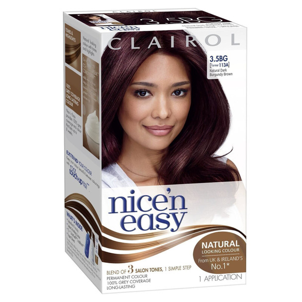 Nice'n Easy Permanent Hair Dye Natural Dark Burgundy Brown 3.5bg