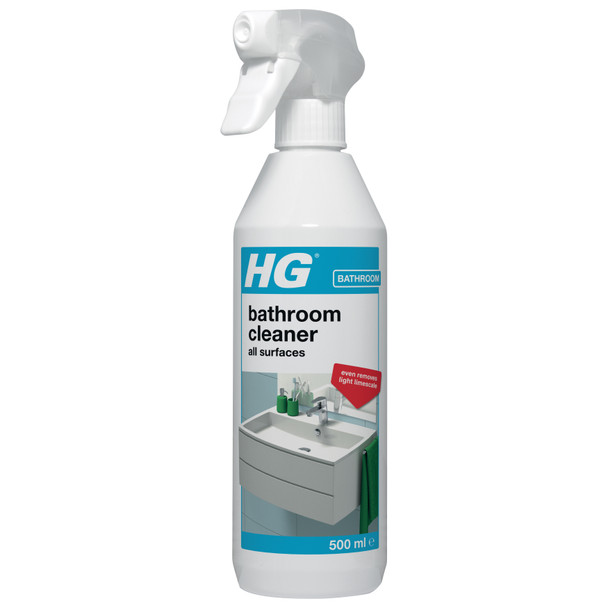 HG Bathroom Cleaner All Surfaces, Shower & Washbasin Spray for Everyday Use, Cleans Sinks, Shower Cubicles & Tiles Walls, Classic - 500ml Spray (147050106)
