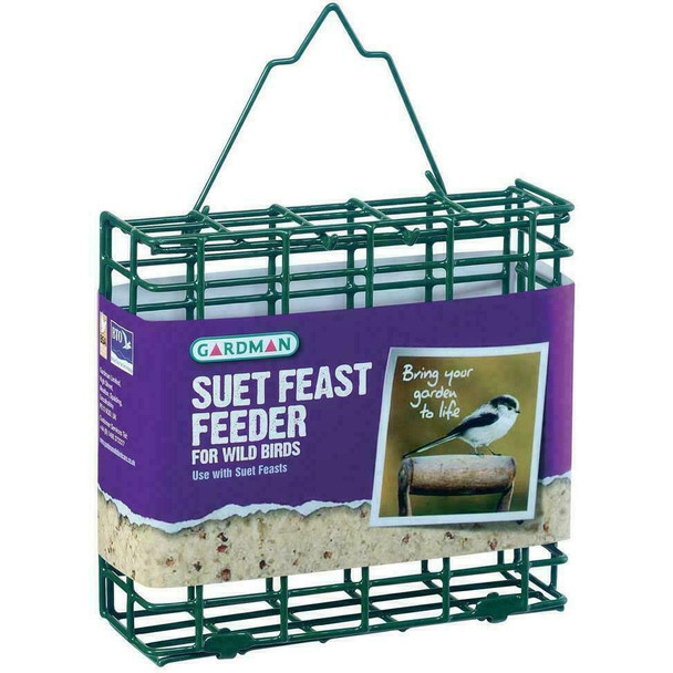 Gardman Suet Feast Feeder for Wild Birds, Coated Wire, Hold 1 Suet Feast - 12cm