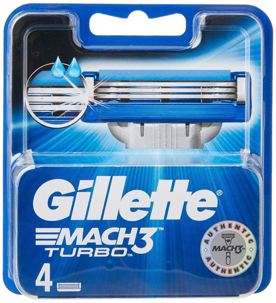 Gillette Mach3 Turbo Men’s Razor Blade Refills, 4 blades