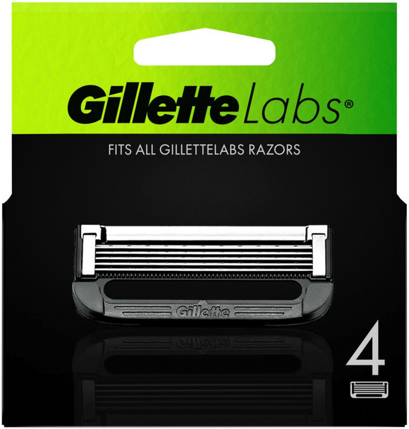 Gillette Labs Razor Blades Men, Pack of 4 Razor Blade Refills, Compatible with GilletteLabs with Exfoliating Bar and Heated Razor