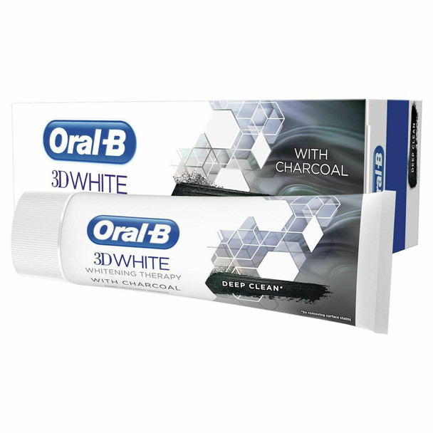 12 x Oral-B 3D White Toothpaste Whitening Therapy Deep Clean Paste with Charcoal