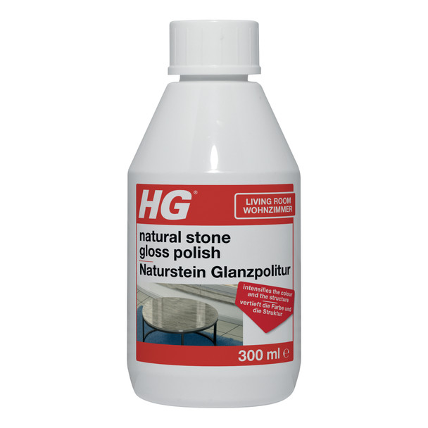 HG Natural Stone Gloss Polish 44, Cleans, Gives Shine & Intensifies Colour & Structure, For All Types of Marble, Granite & Natural Stone - 300ml (330030106)