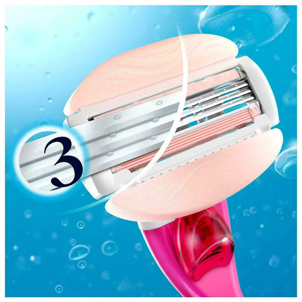 Gillette Venus ComfortGlide Spa Breeze 2 in 1 Shaver Blades for Women with Gel Bars for Hair Removal, 4 Pieces