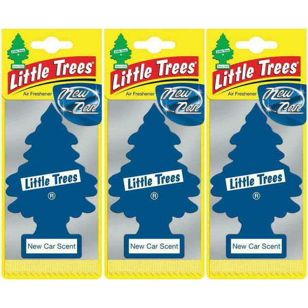 Little Trees Hanging Car Air Freshener New Car Scent Blue, 3 Pack