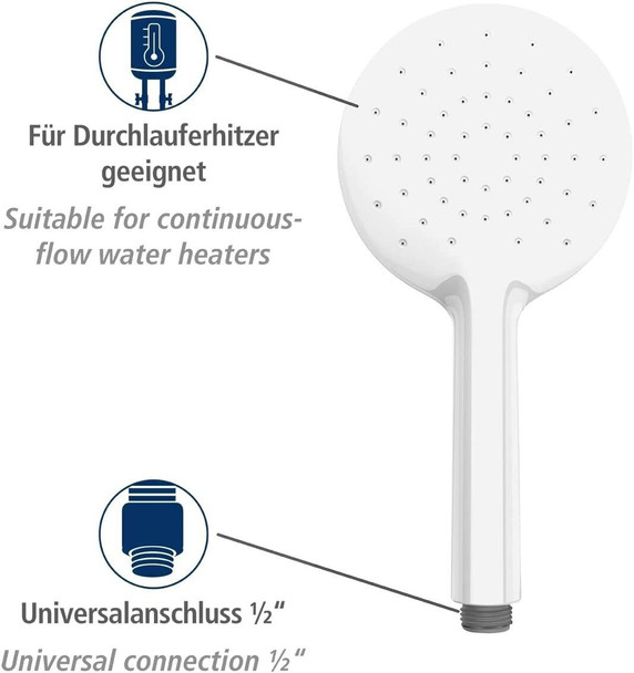 Wenko White Shower Head with Automatic Cleaning Plastic ABS, 12 cm