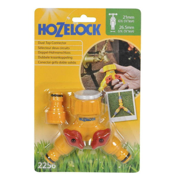 Hozelock HZ22560000 Dual Tap Connector, Yellow, 44.0 mm*215.0 mm*139.0 mm