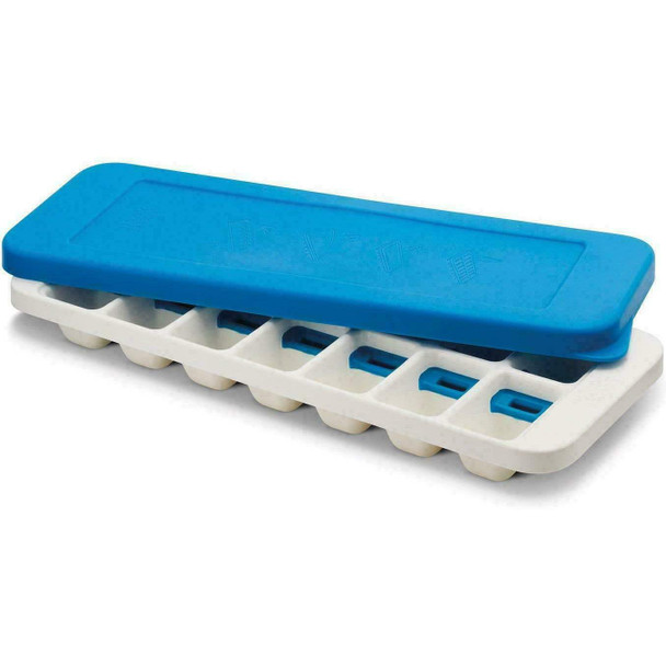 Joseph Joseph 20020 Quicksnap Plus, Easy-release Ice-cube Tray with Stackable Lid-Blue, Single