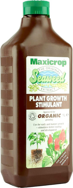 Maxicrop POPGS61L Original Seaweed Extract Organic Plant Growth Stimulant, 1L - Natural Seaweed Extract Fertiliser - Boosts Healthy Root Development - Approved for Organic Growing - Plant Nutrition