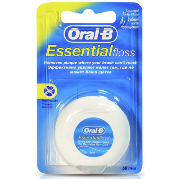 Oral-B Essentialfloss dental floss unwaxed, 50 m