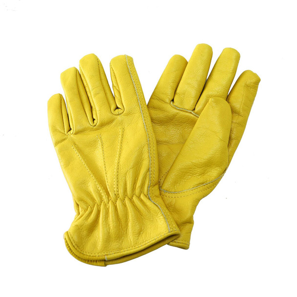 Kent and Stowe Men's Luxury Leather Pair of Gardening Gloves Large Golden Yellow