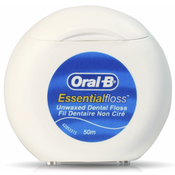 Oral B 005012 Essential Floss - Unwaxed Floss, 50 m, 4-piece pack