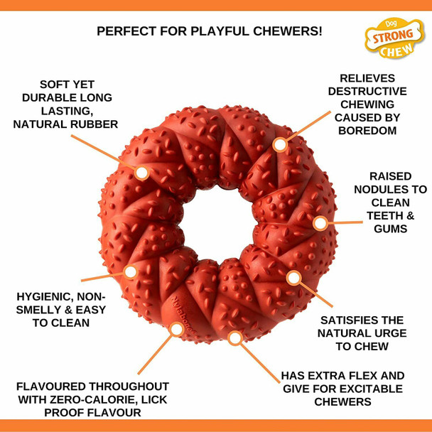 Nylabone Strong Natural Rubber Dog Chew Toy, Bouncy, Beef Flavour, Medium,for dogs 0-16kg