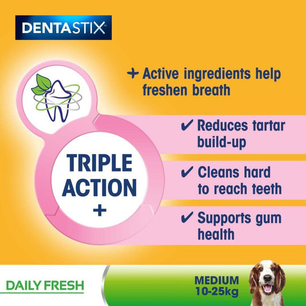 Pedigree Dentastix - Fresh Daily Dental Chews Medium Dog, 112 Sticks - 2.88 kg megapack (4 x 28 Sticks)