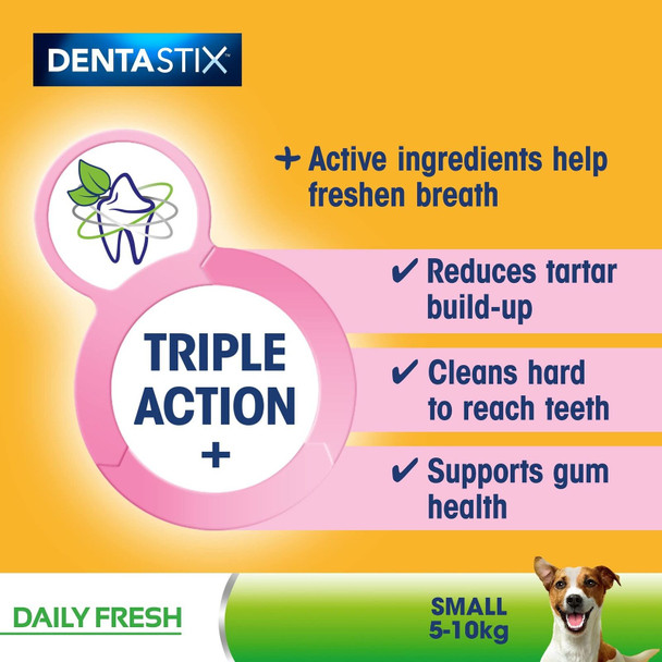 Pedigree Dentastix Fresh, Daily Dental Care Chews, Small Dog Treats from 5-10 kg, 7 Sticks