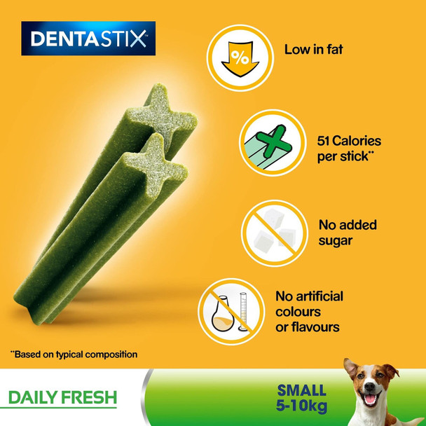 Pedigree Dentastix Fresh, Daily Dental Care Chews, Small Dog Treats from 5-10 kg, 7 Sticks