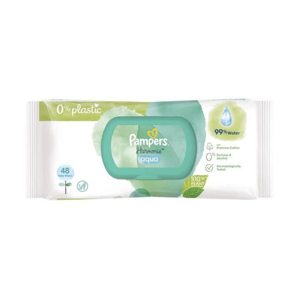 Pampers Harmonie Aqua Baby Wipes Plastic Free 1 Pack = 48ctX14