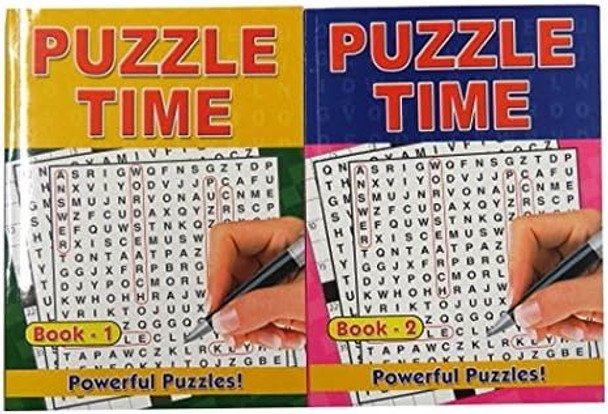 A4 Puzzle Time Books - Crossword and Word Search, Book 1 & 2, Each 152 Pages