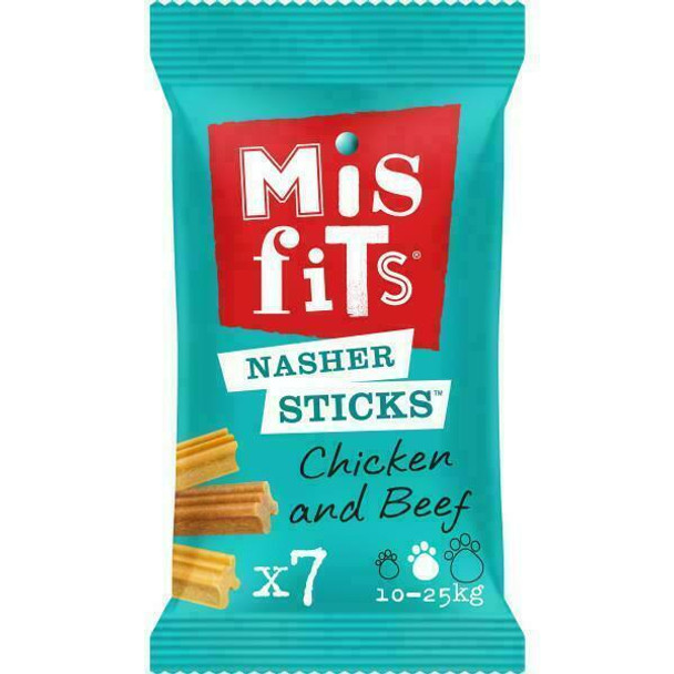 Misfits Nasher Treats Sticks for Dogs, Chicken and Beef, 175g