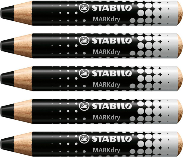 Whiteboard and Flipchart Markers - STABILO MARKdry - Pack of 5 - Black