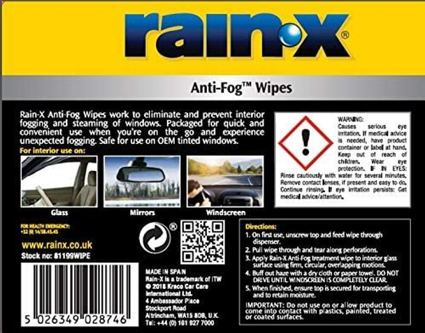 Rain X 81199WIPE Anti-Fog Wipes, 20