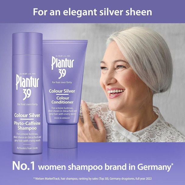 Plantur 39 Purple Shampoo 250ml | Enhanced Silver Sheen for Bleached and Grey Hair | Prevents and Reduces Hair Loss and Supports Hair Growth