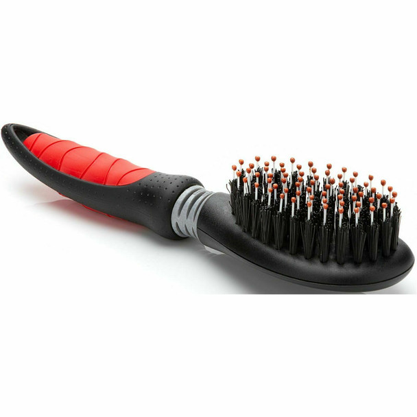 Mikki Porcupine Brush For Double/Thick Coats, Dual Length Bristles, Dog Grooming