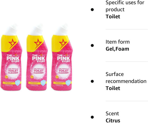 3 x The Pink Stuff The Miracle Toilet Cleaner, 750ml