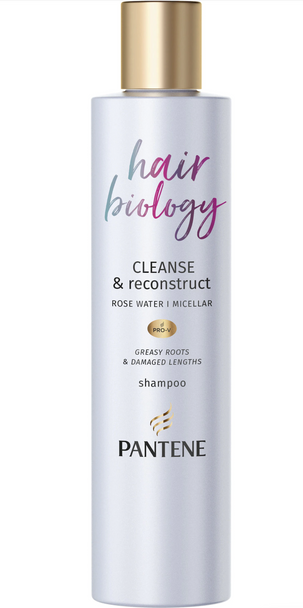 Pantene Clarifying Shampoo For Greasy Hair And Damaged Lengths, Cleanse & Reconstruct, Clarifying Shampoo With Rose Water & Micellar Water, Cleanses Roots And Nourishes Dry Damaged Hair Lengths, 250ml