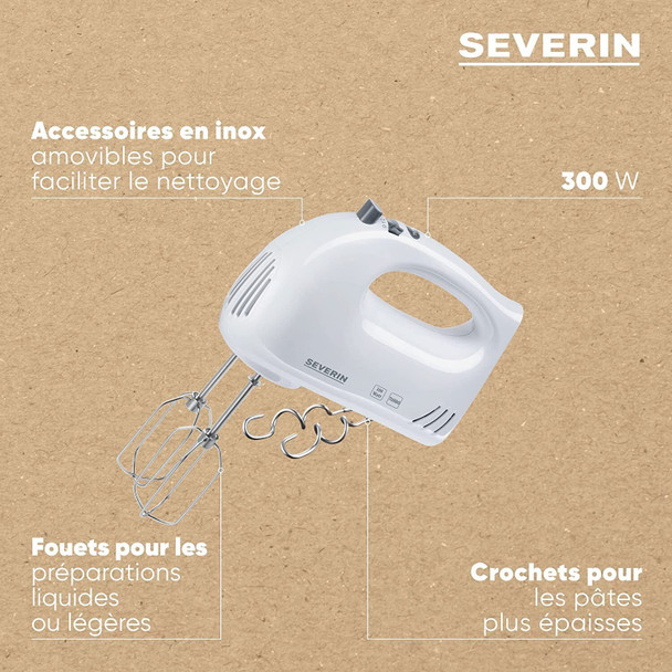 Severin Hand Mixer 300 W of Power 5 Speed Levels HM 3820 White/Grey