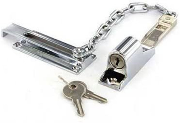 2XCHROME Locking Door Chain Guard Security 2 Keys