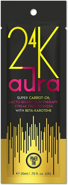 Power Tan 24K Aura Bronzing Sunbed Tanning Lotion Accelerator, Carrot Oil, 20 ml