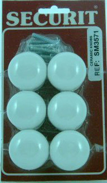 Securit Ceramic Knobs White Pack of 2 - 35mm
