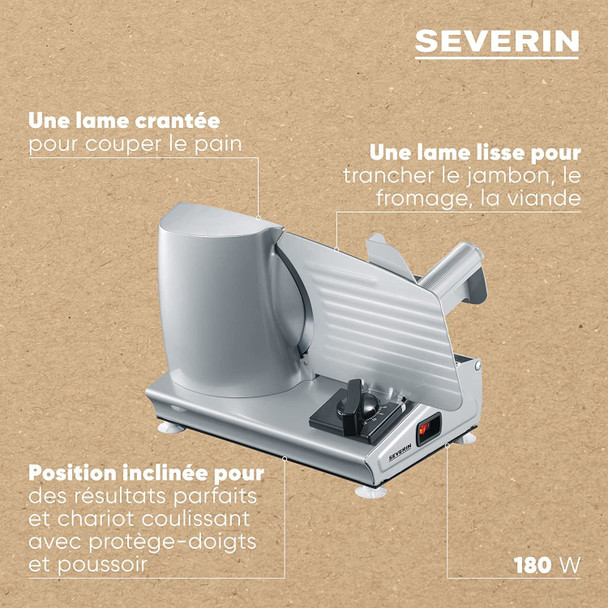 Severin Electric Metal Food Slicer with 180 W of Power 3915, Silver