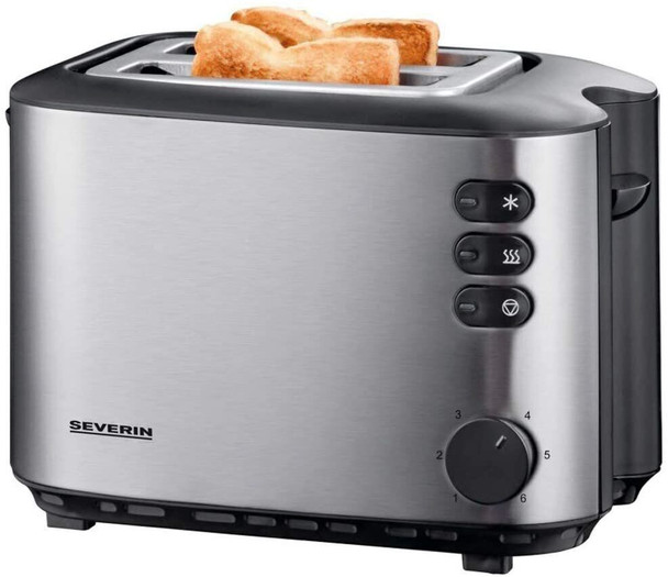 Severin Autmatic Toaster with 850 W Power 2514, Brushed Stainless Steel Black