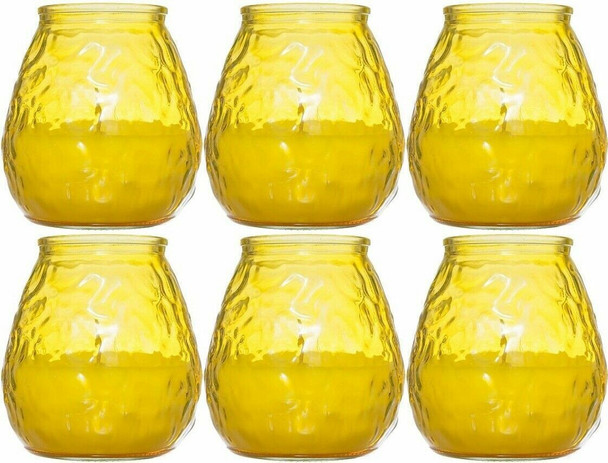 6 x Price's Glolite Unscented Home & Garden Candles with Attractive Glow, Yellow