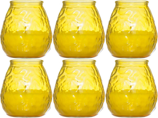 6 x Price's Glolite Unscented Home & Garden Candles with Attractive Glow, Yellow