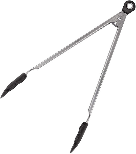 Tala Stainless Steel Serving Tongs with Silicone Head, The Perfect tool for BBQ's, Black, 30cm