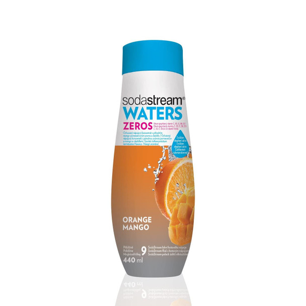 SodaStream Zeros Orange and Mango Syrup, Naturally Flavoured Sparkling Drink Mix, Soft Drink Maker No Aspartame - 440 ml